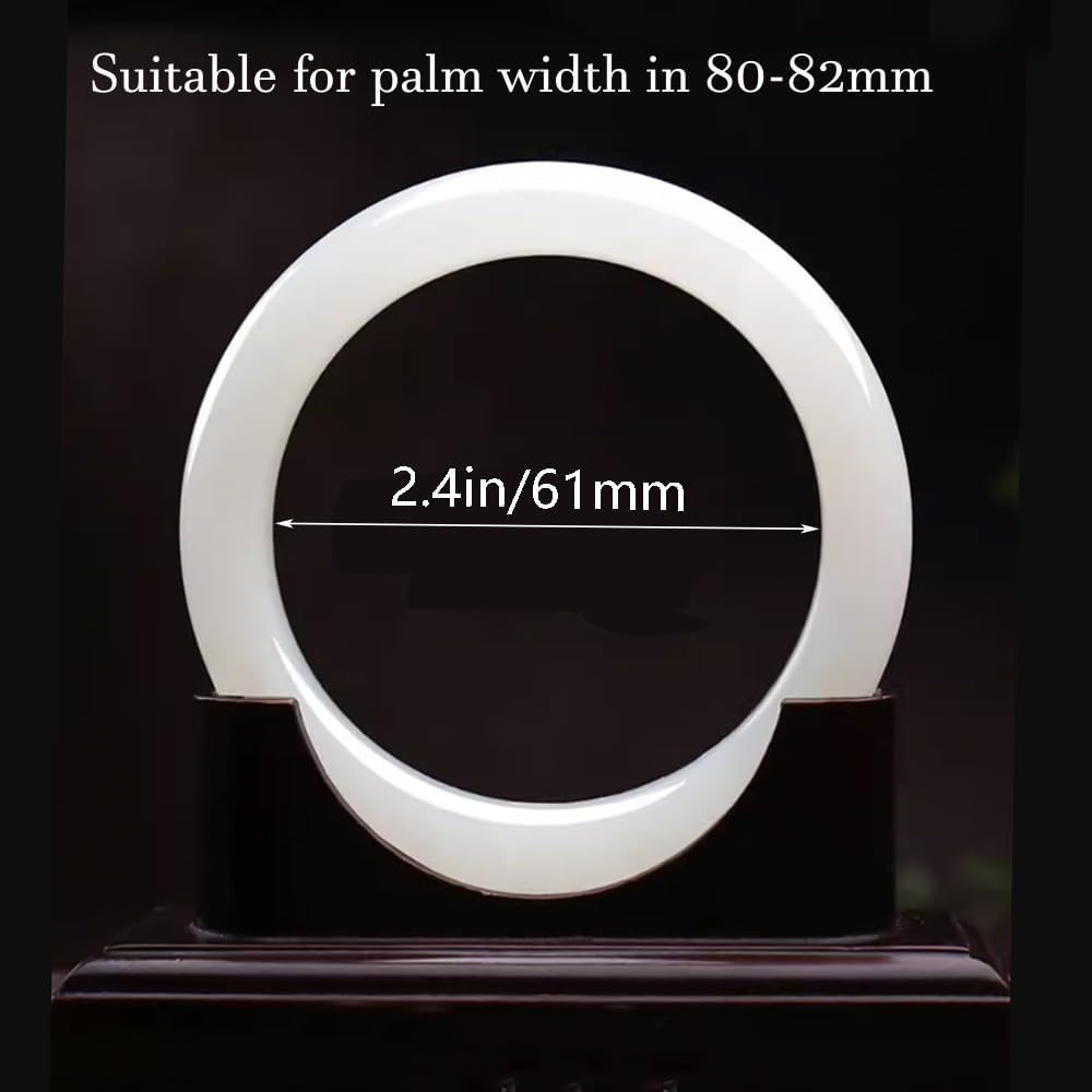 Natural Jade Bracelet for Women White Jade Bangle Bracelet Good Luck Bracelet with Jewelry Box for Girls Women Mother's Day Birthday Gift White Jade Bracelet - Image 2