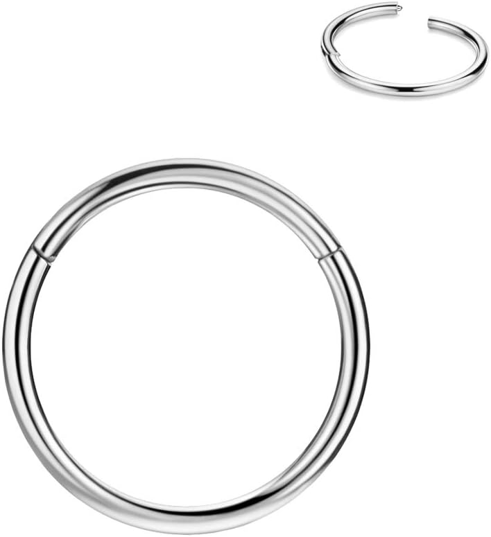 Men Women 316L Surgical Steel Hinged Nose Rings Hoop for Nostril Septum Cartilage Helix Daith Tragus Rook Conch Lip Ear Lobe Piercings