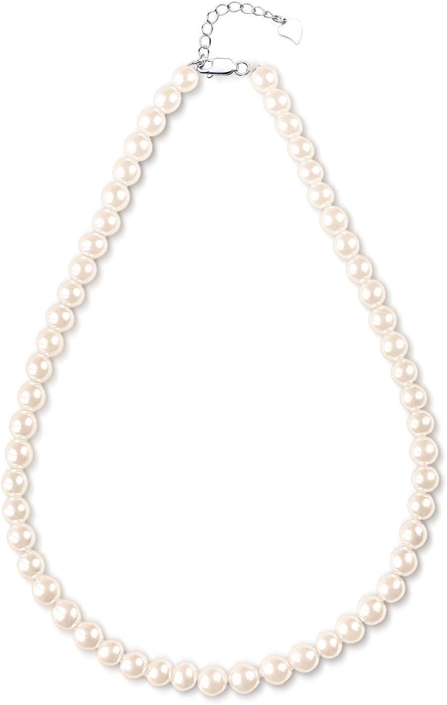White Freshwater Cultured Pearl Necklace for Women in 18 Inch Princess Length