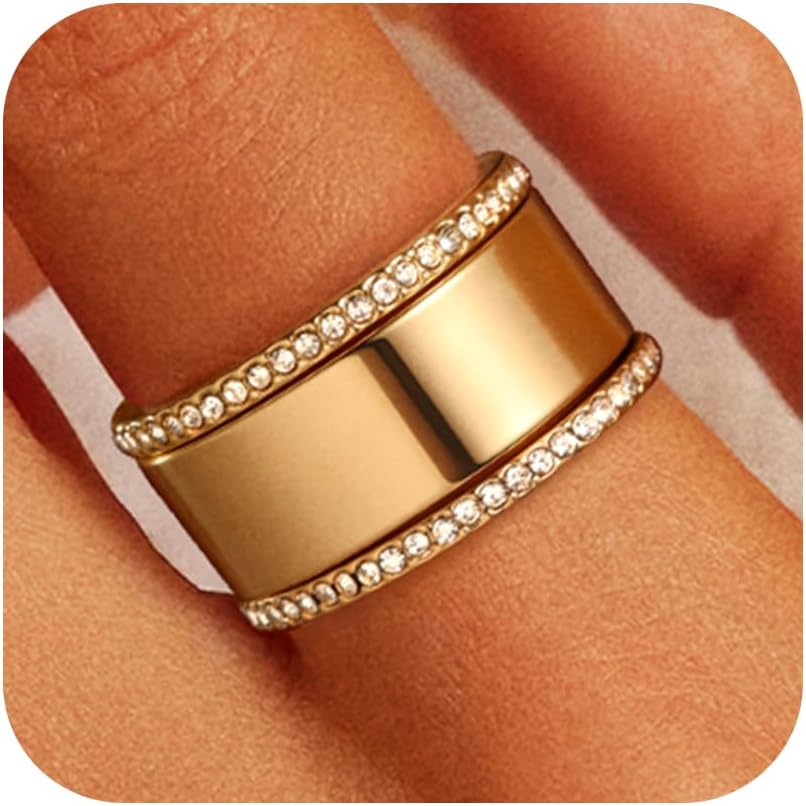 14K Gold Plated Stacking Rings - Non Tarnish Dainty Cubic Zirconia Rings Trendy Statement Stacking Rings Wedding Jewelry for Women Size 6 to 10