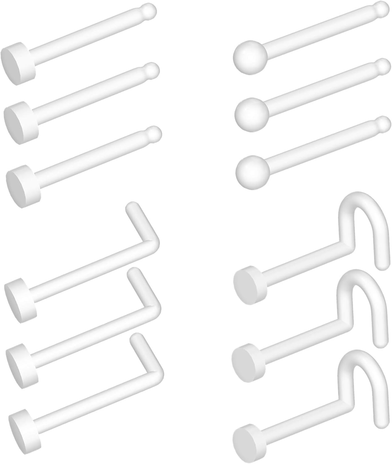 Clear Nose Ring Nose Rings Studs L Shaped Corkscrew Nose Rings Body Piercing Jewelry for Women Men Nose Piercings Nose Stud Nose Piercing Men's Body Piercing Retainers