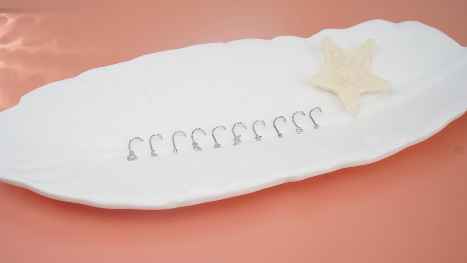 18G Hypoallergenic Surgical Steel Nose Rings For Women Men,14KGold Plated CZ Nose Piercing Jewelry Screw Shaped Studs and 6mm/8mm/10mm Hoop Nose Rings Lip Rings - Image 2