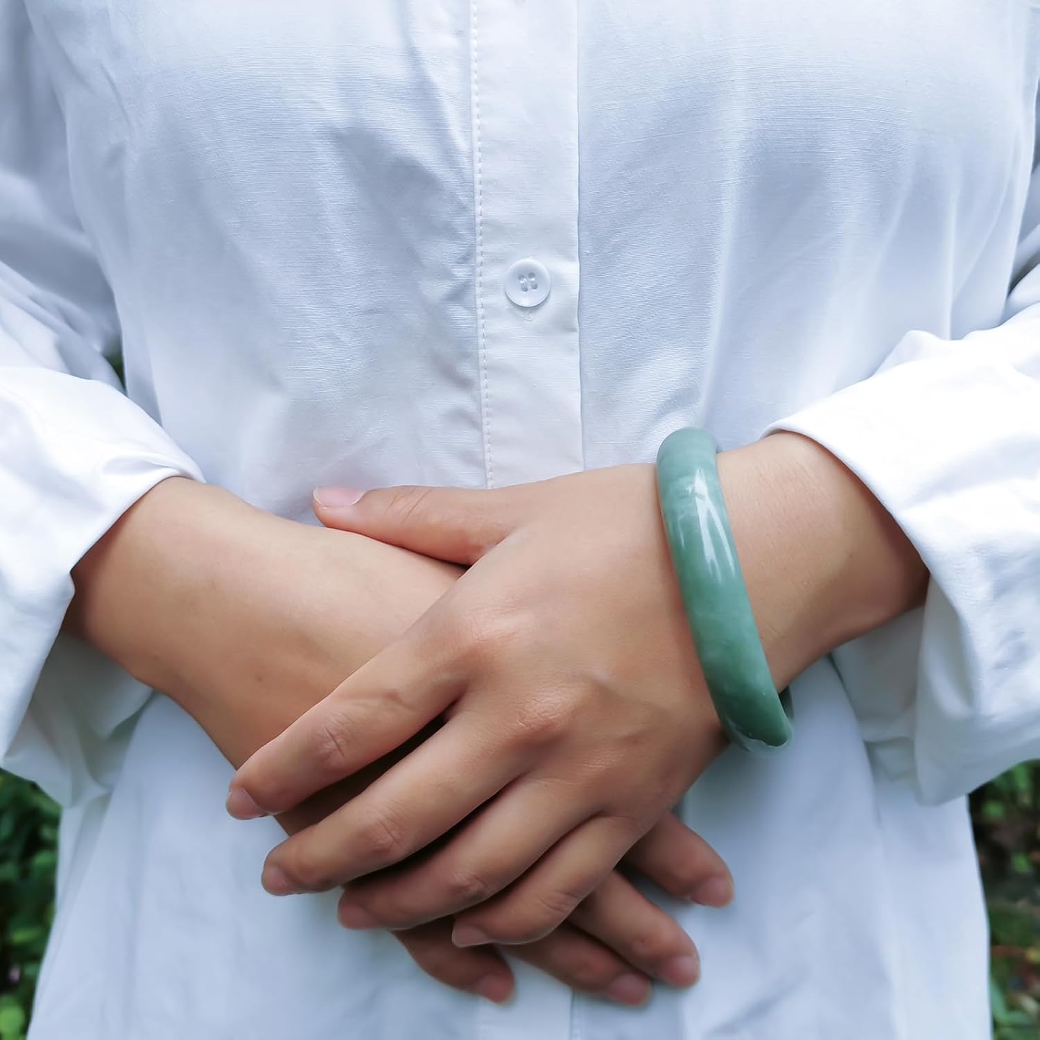 Natural Green Jade Bangle Bracelet for Women Genuine with Certificate丨100% Grade A Jade Handmade Bracelets - Healing Protection Good Luck Bracelet Bangles with Jewelry Box (54-64mm) - Image 2