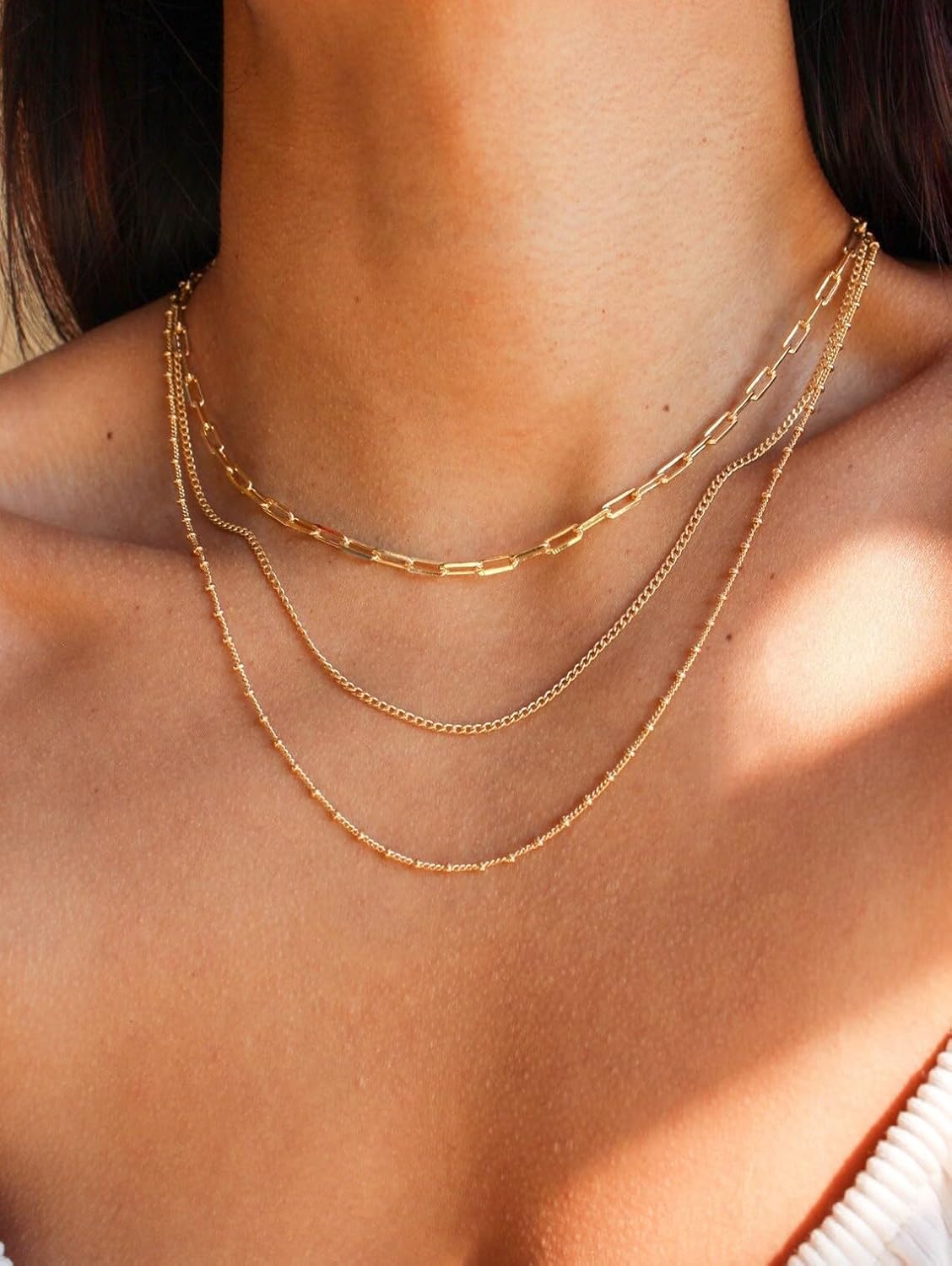 Waterproof Gold Necklace Layered Necklaces for Women Non Tarnish,18k Gold Plated Stainless Steel Dainty Stack Thin Chain Necklace Set for Women Gifts Jewelry - Image 2