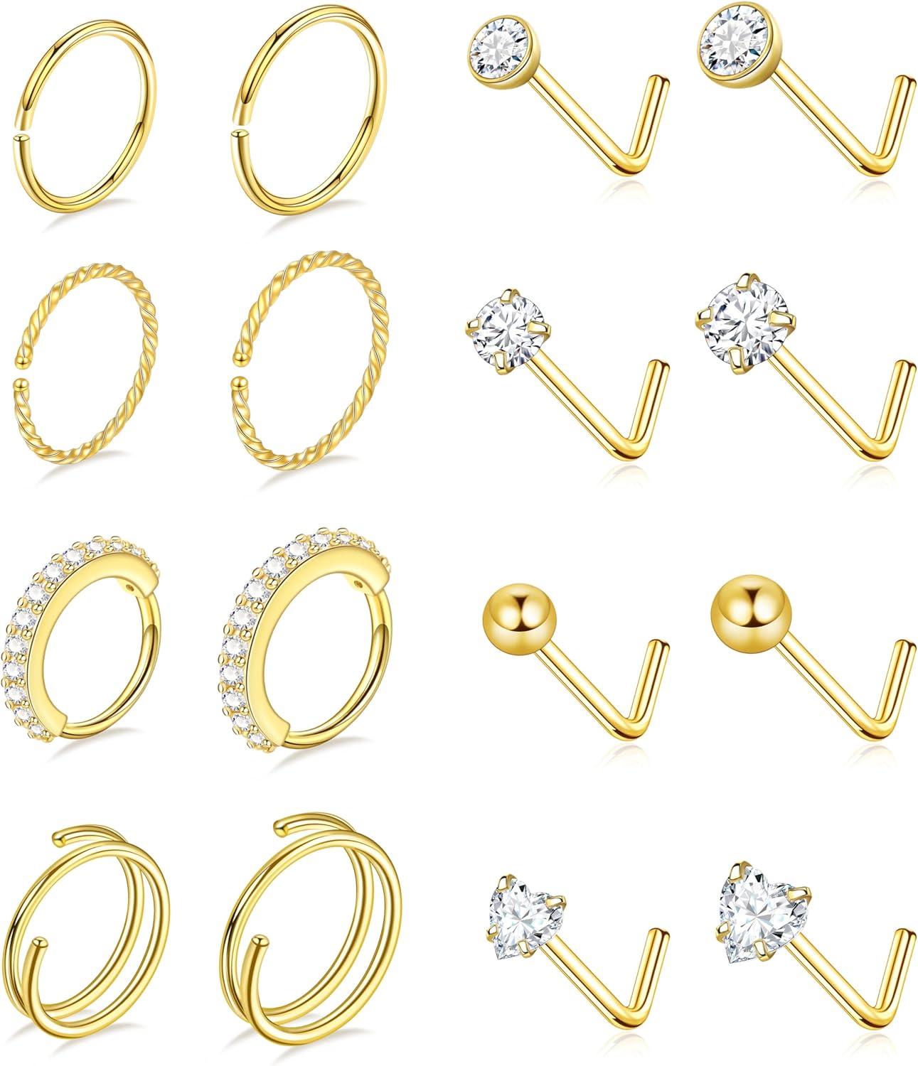 Nose Rings Hoops for Women Nose Studs Jewelry Piercings Surgical Stainless Steel Hypoallergenic